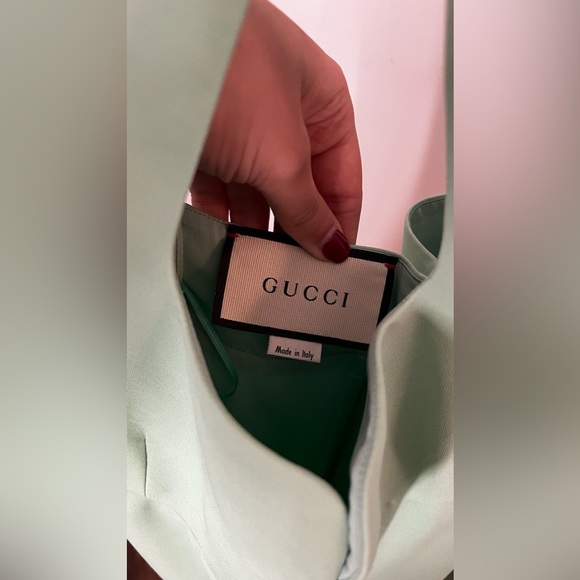 GUCCI Silk & Wool Cady Mint Sleeveless Midi Dress - Picture 4 of 5